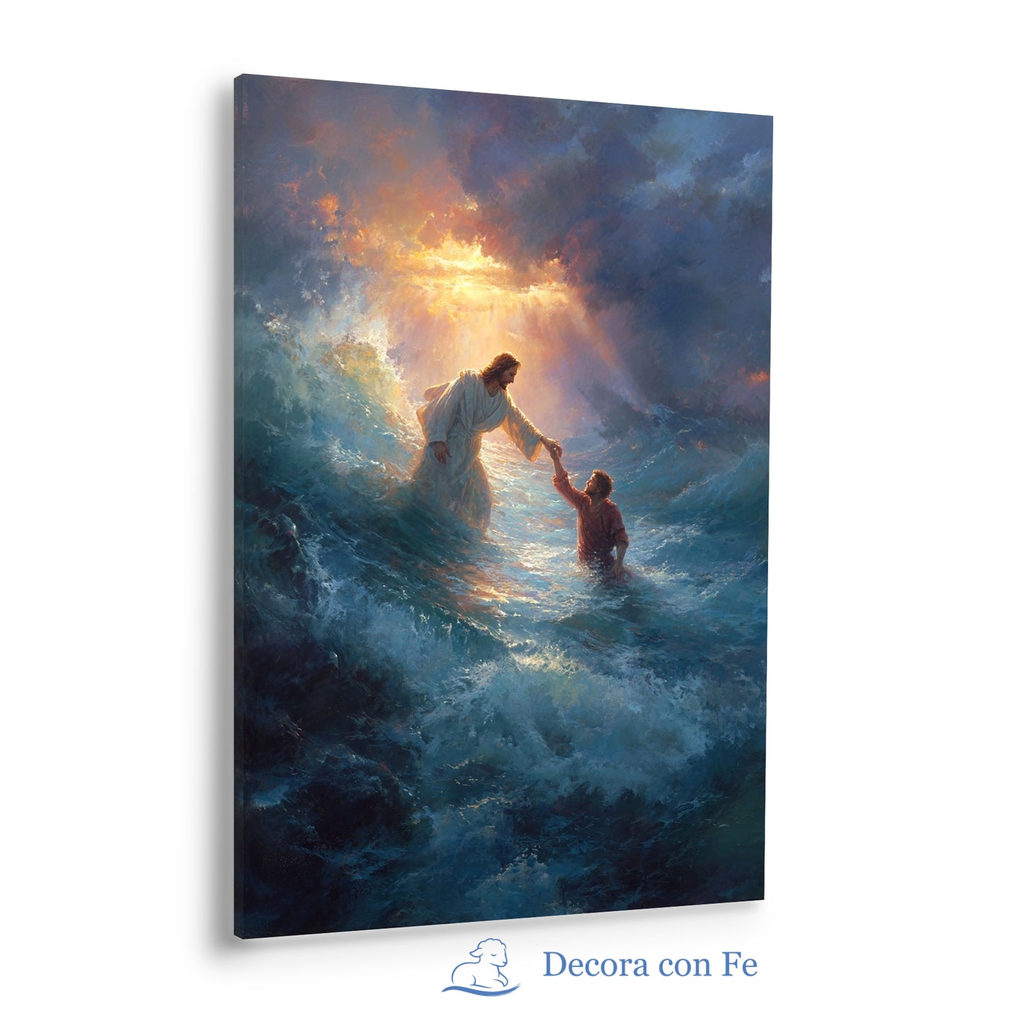 Jesús Nos Rescata en la Tormenta - Cuadro Cristiano - Variante 4