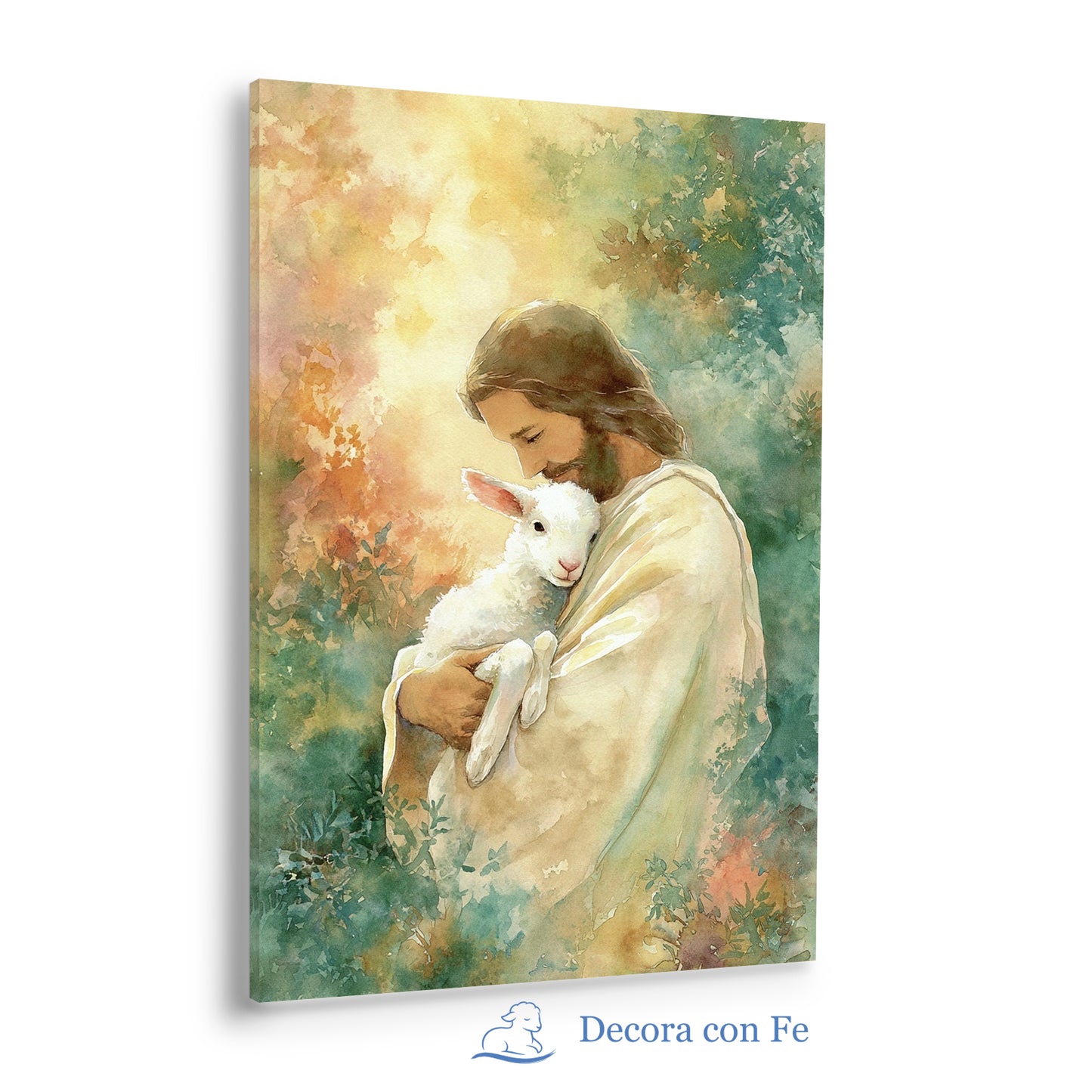 Jesús el Buen Pastor con Cordero | Cuadro Cristiano Decorativo - Variante 1
