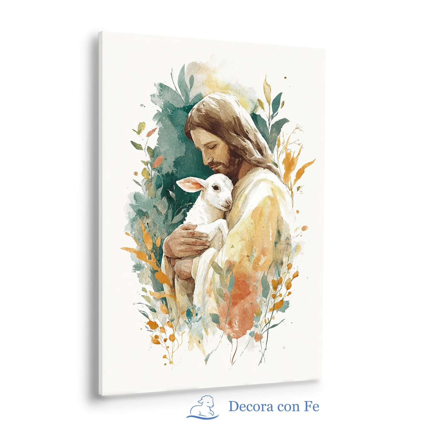 Jesús el Buen Pastor con Cordero | Cuadro Cristiano Decorativo - Variante 4