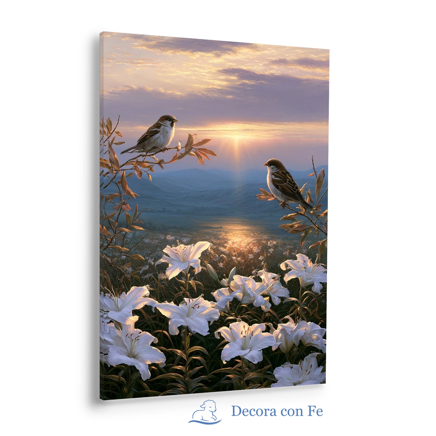 Aves del Campo en Luz de Amanecer - Cuadro Cristiano - Variante 3