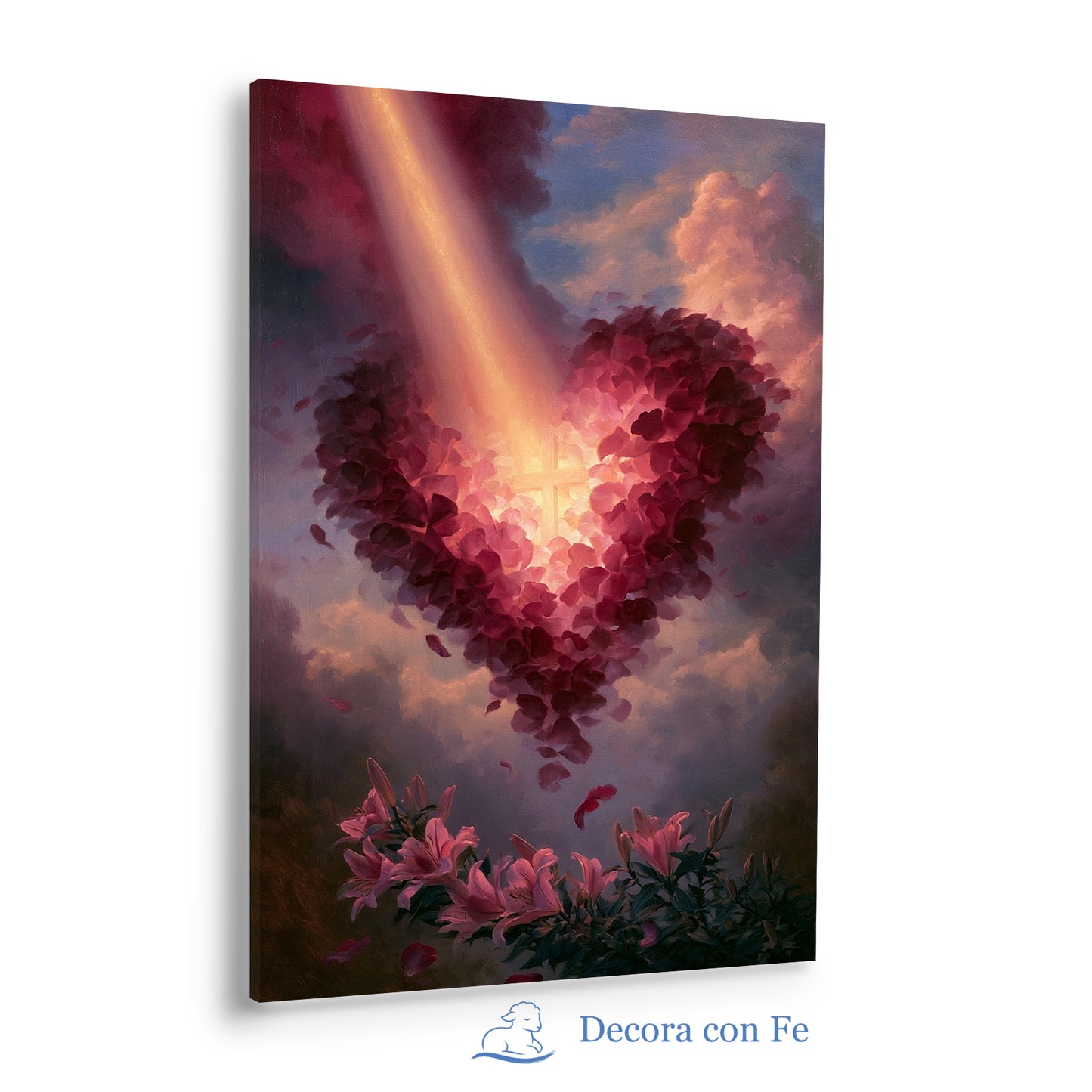 Amor Inseparable de Cristo - Arte Cristiano con Corazón, Cruz y Lirios - Variante 2