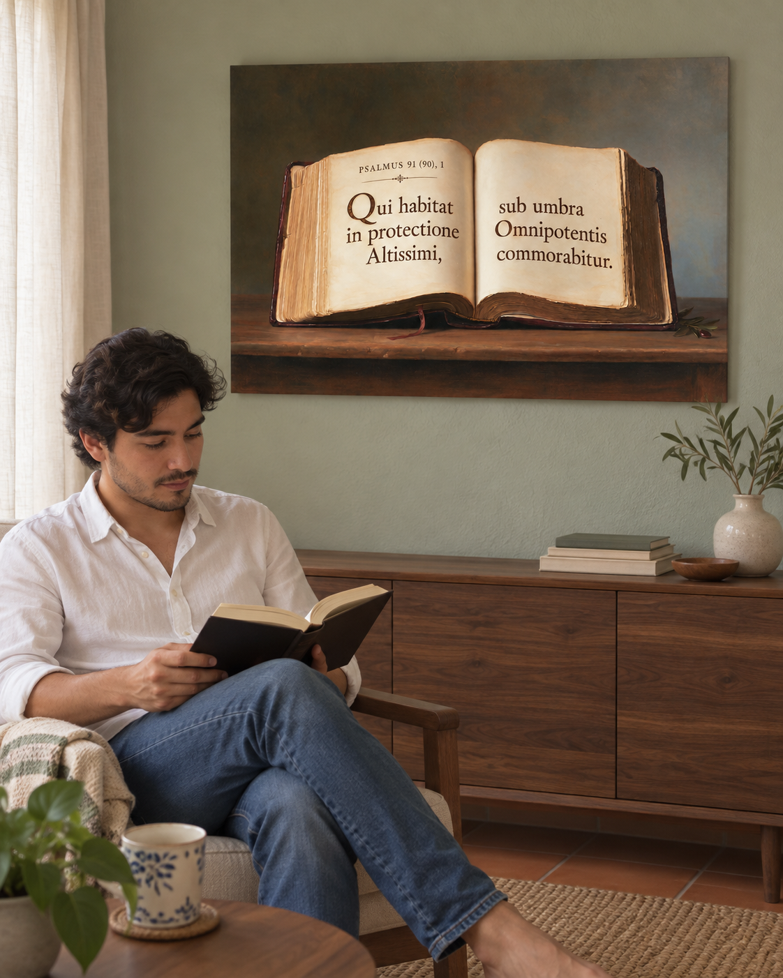 Al Amparo del Altísimo · Biblia y Salmo 91 en Latín · ambientación generada, escala orientativa