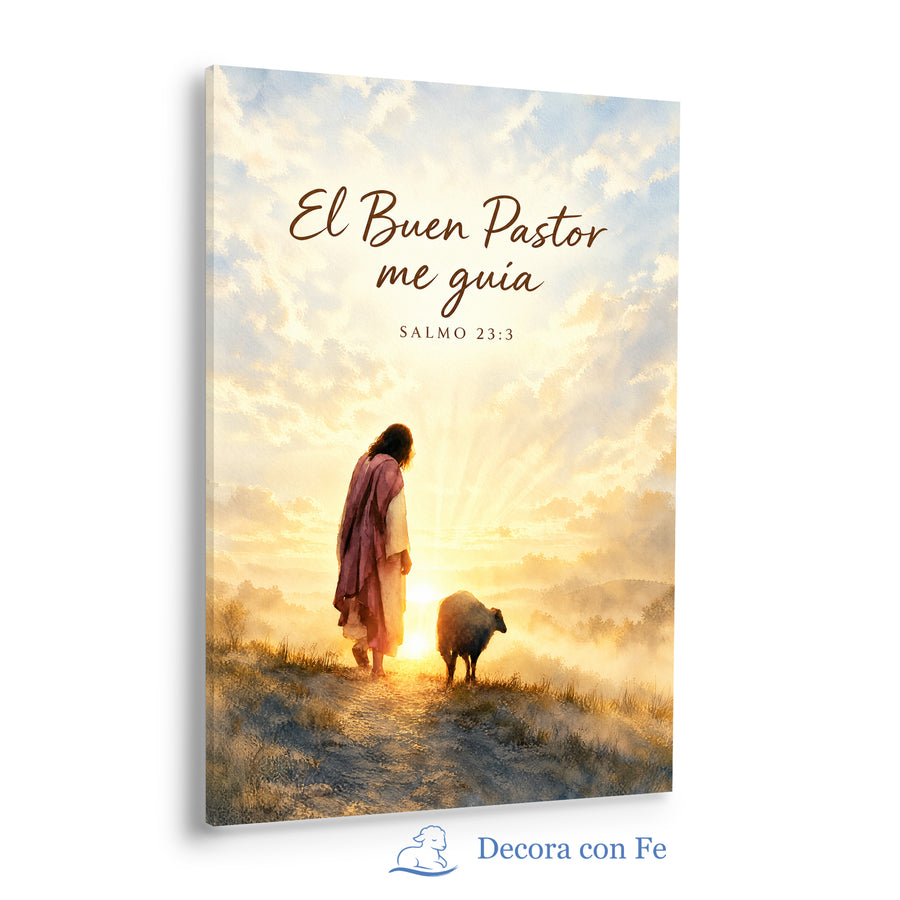 El Buen Pastor Me Guía - Cuadro Cristiano en Acuarela