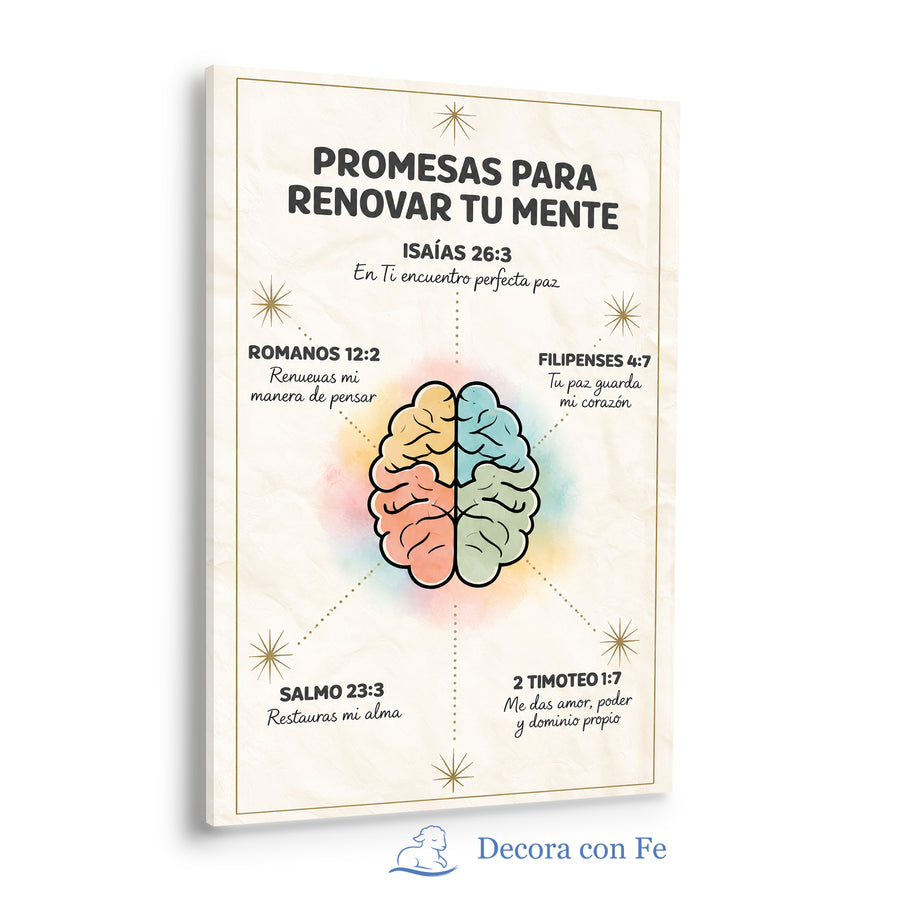 Promesas para Renovar tu Mente - Cuadro Cristiano Decorativo