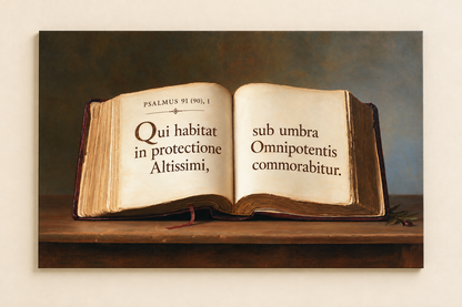 Al Amparo del Altísimo · Biblia y Salmo 91 en Latín · presentación de tienda