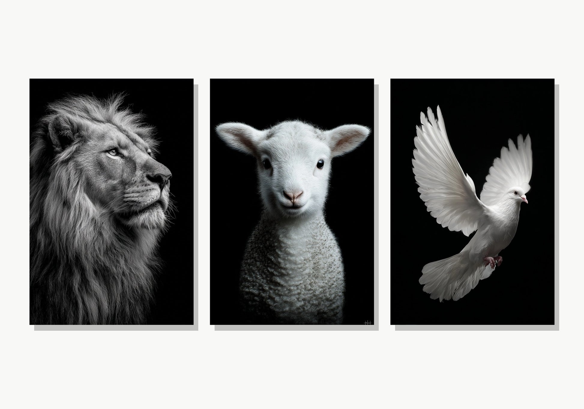 Divina Trinidad - Set de 3 Cuadros Cristianos - Panel 1 Variante 1 · Panel 2 Variante 2 · Panel 3 Variante 4