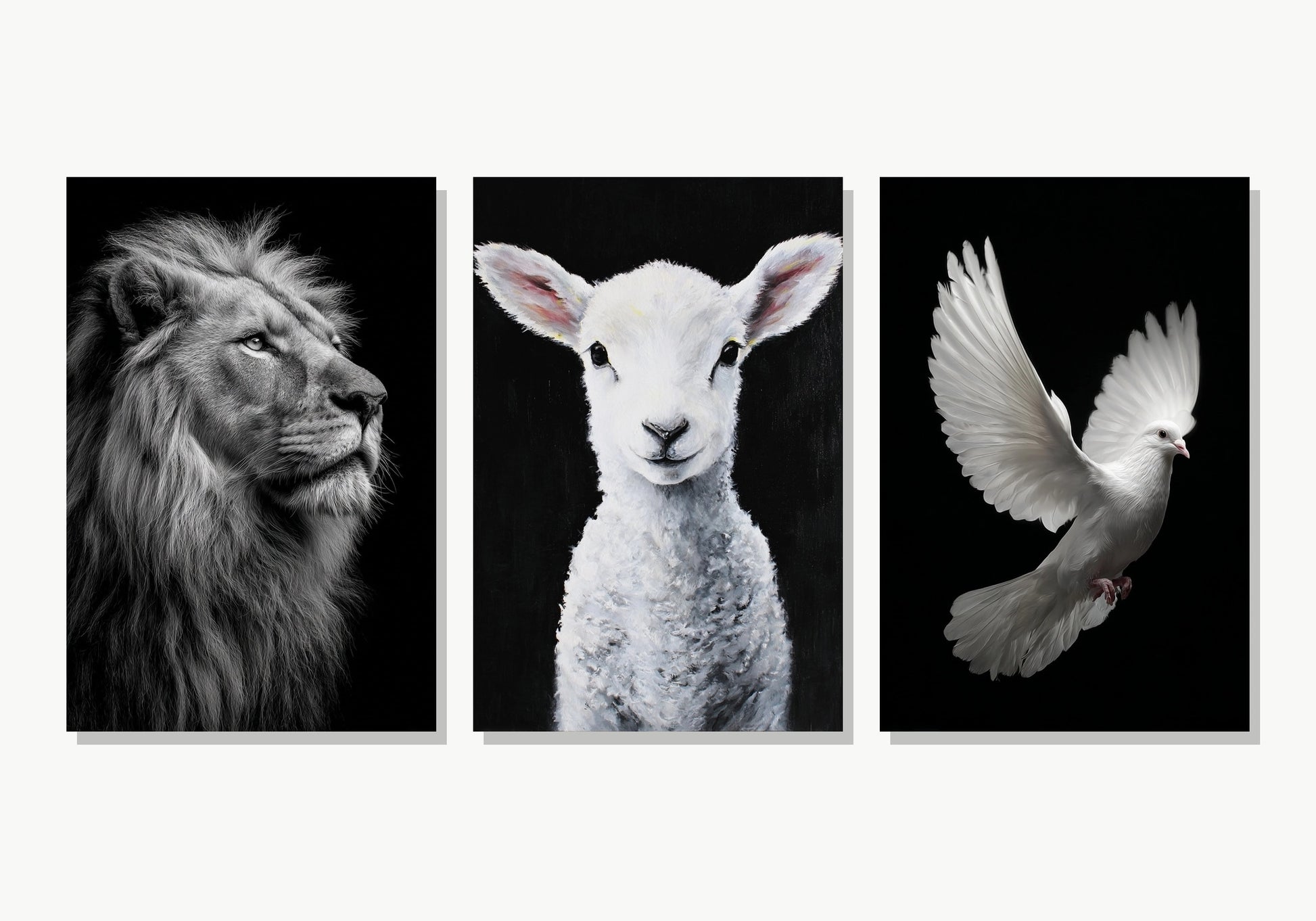 Divina Trinidad - Set de 3 Cuadros Cristianos - Panel 1 Variante 1 · Panel 2 Variante 4 · Panel 3 Variante 4