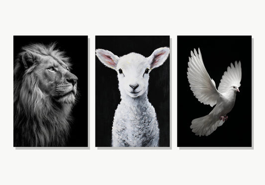 Divina Trinidad - Set de 3 Cuadros Cristianos - Panel 1 Variante 1 · Panel 2 Variante 4 · Panel 3 Variante 4