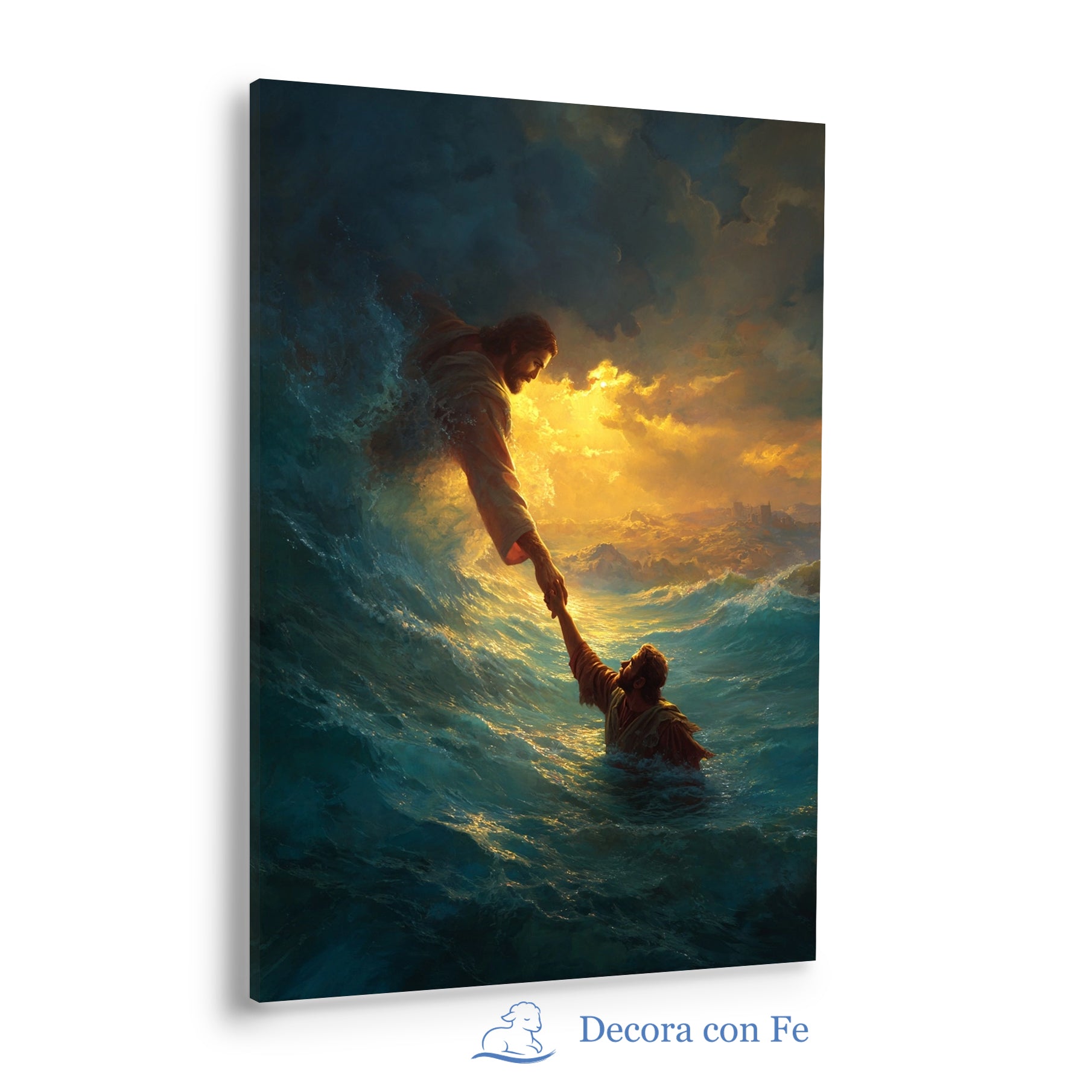 Jesús Nos Rescata en la Tormenta - Cuadro Cristiano - Variante 2