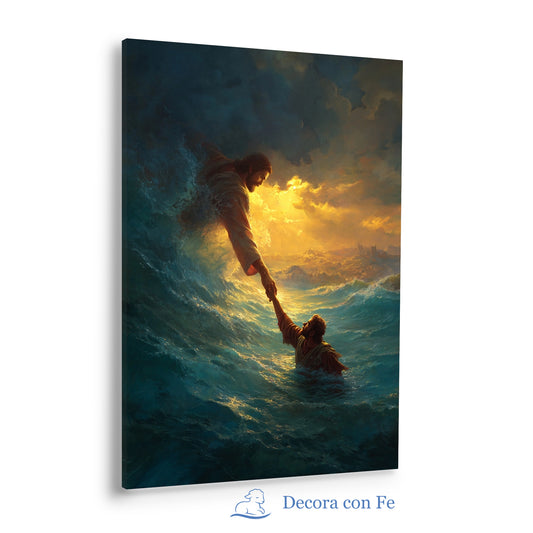 Jesús Nos Rescata en la Tormenta - Cuadro Cristiano - Variante 2