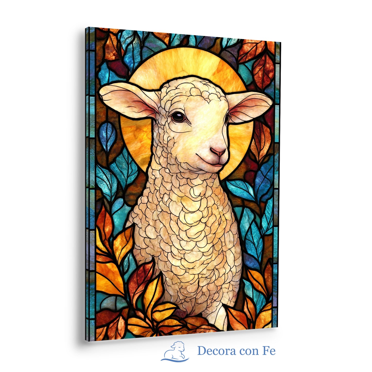 Cordero Sagrado en Vitral - Cuadro Cristiano Decorativo - Variante 1