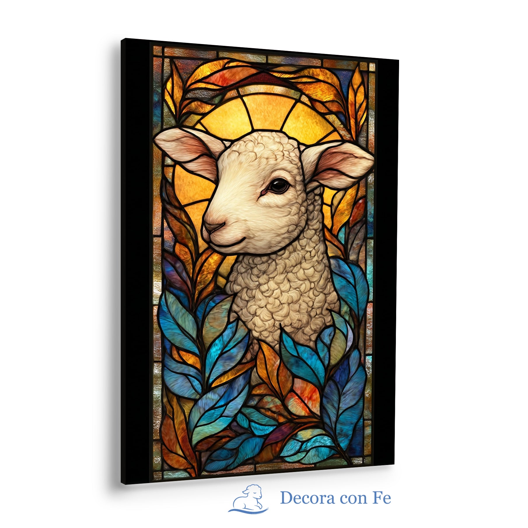 Cordero Sagrado en Vitral - Cuadro Cristiano Decorativo - Variante 3
