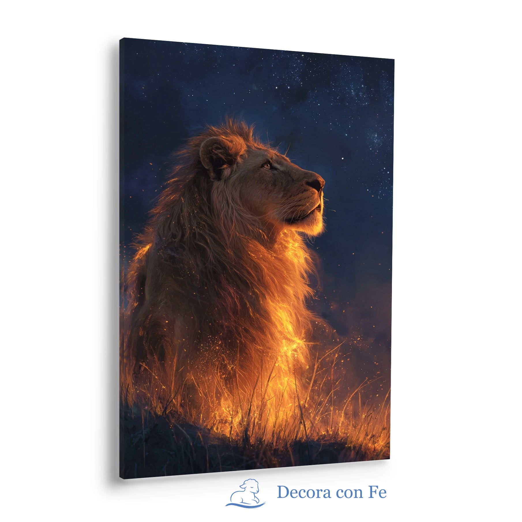 León de Judá en Fuego | Cuadro Cristiano Decorativo - Variante 2