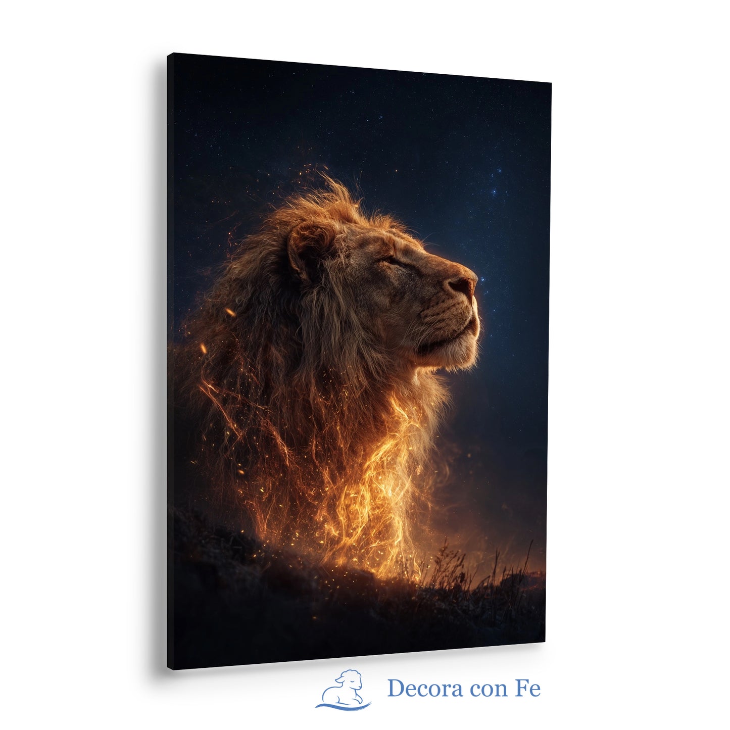 León de Judá en Fuego | Cuadro Cristiano Decorativo - Variante 4