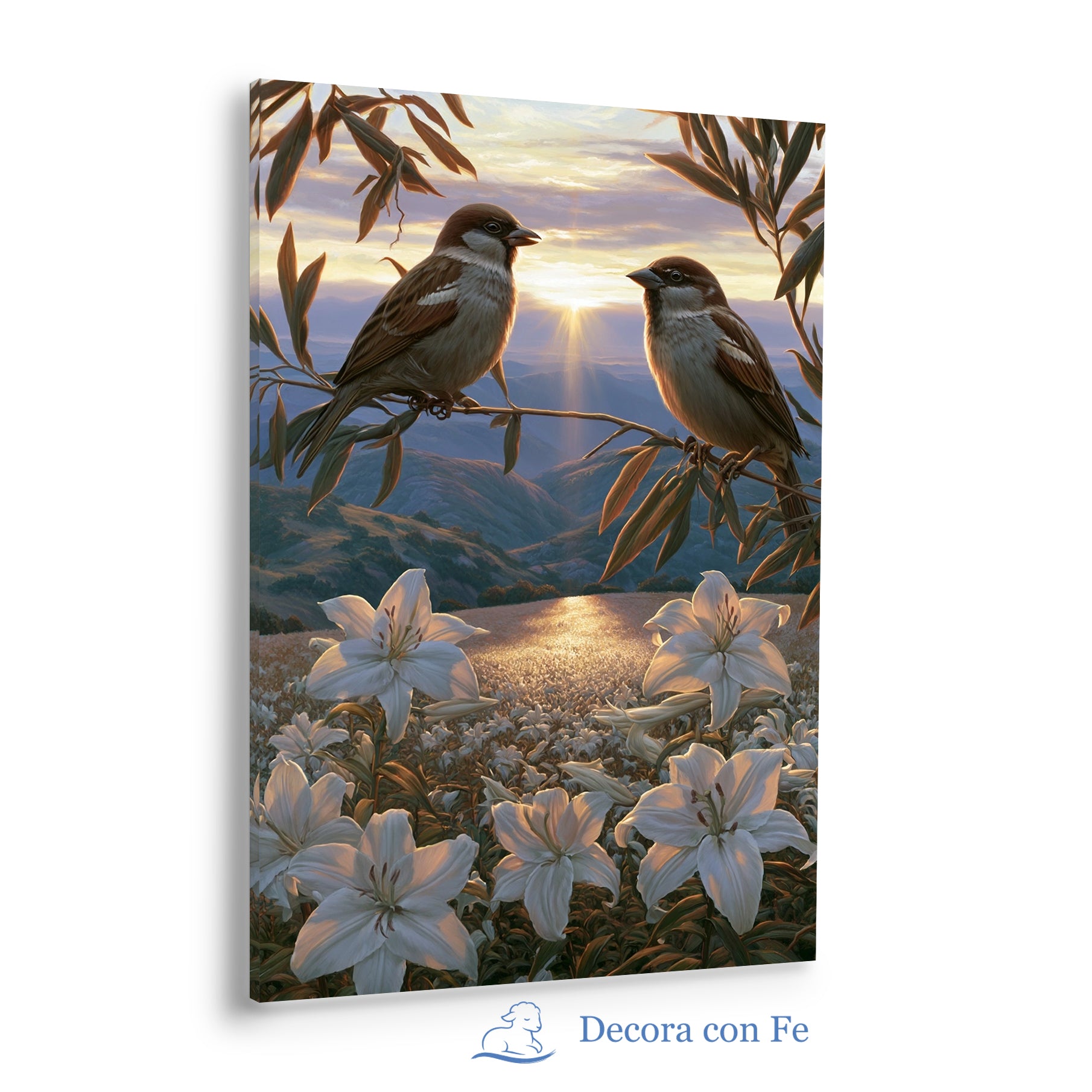 Aves del Campo en Luz de Amanecer - Cuadro Cristiano - Variante 2