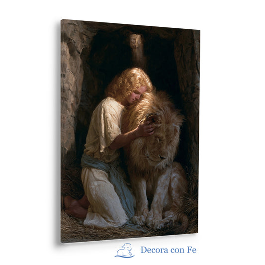Daniel en Paz con el León | Arte Cristiano de Protección