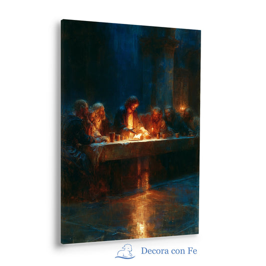 La Santa Cena en Azul Nocturno - Lucas 22:19 - Variante 1