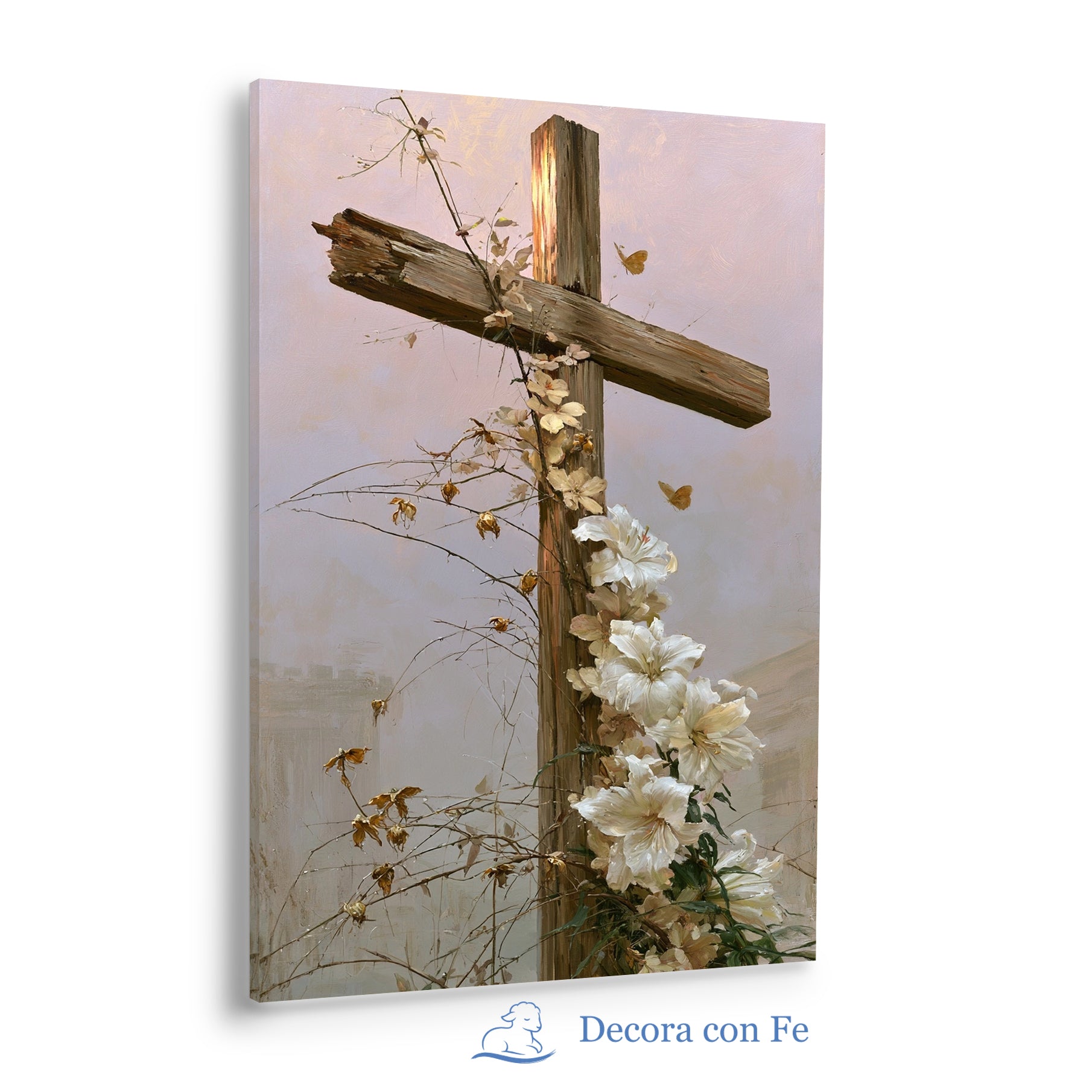 Cruz de Vida Nueva con Lirios