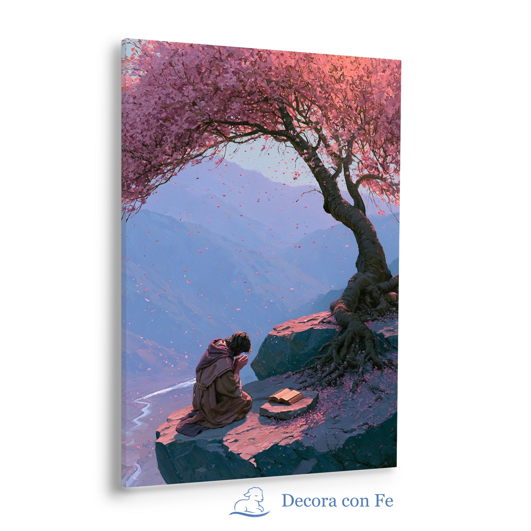 Refugio Divino bajo el Almendro | Arte Cristiano de Oración