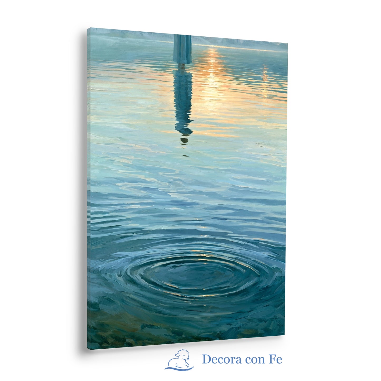 Sobre las Aguas de Paz | Cuadro cristiano vertical de Jesús