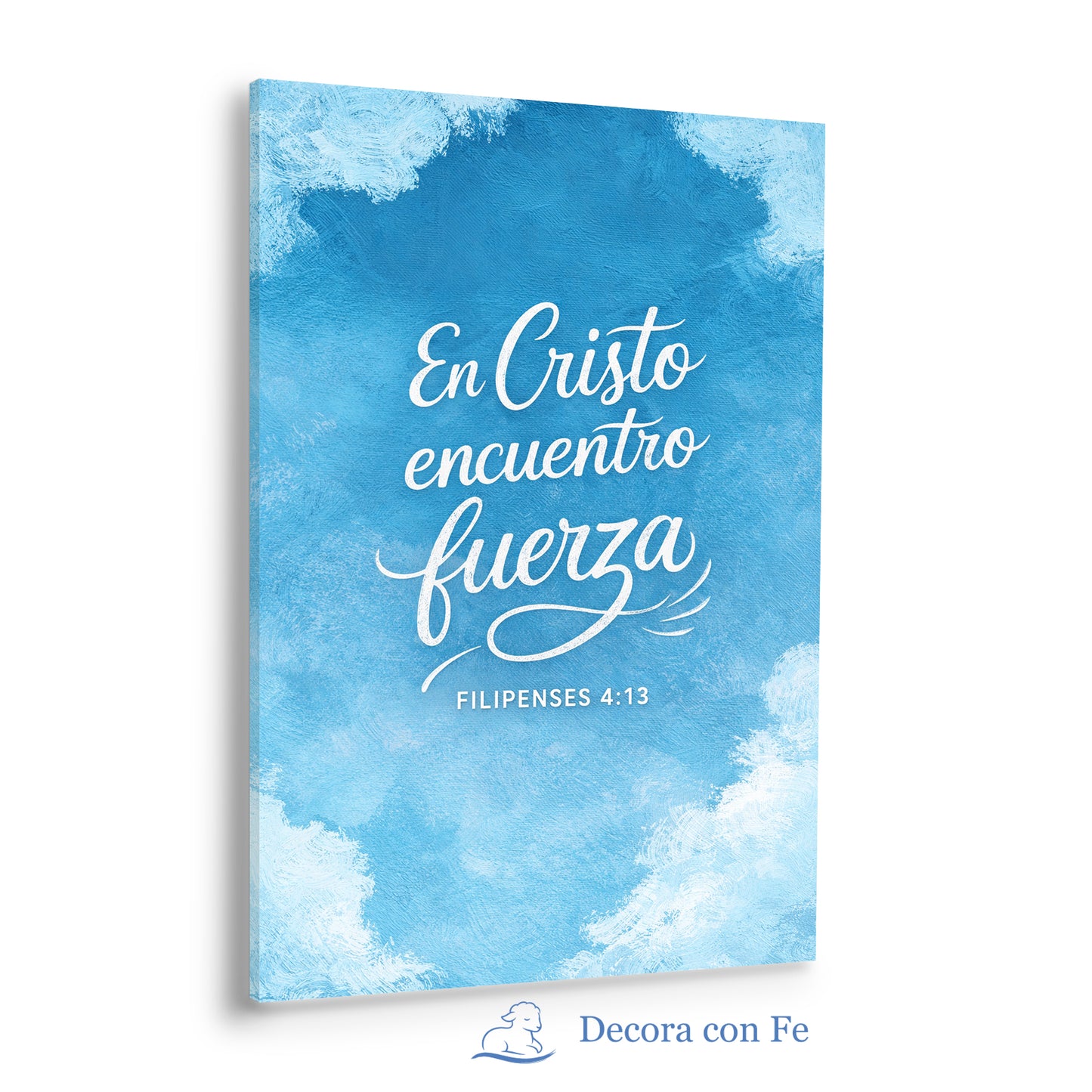 En Cristo Encuentro Fuerza - Cuadro Cristiano Azul