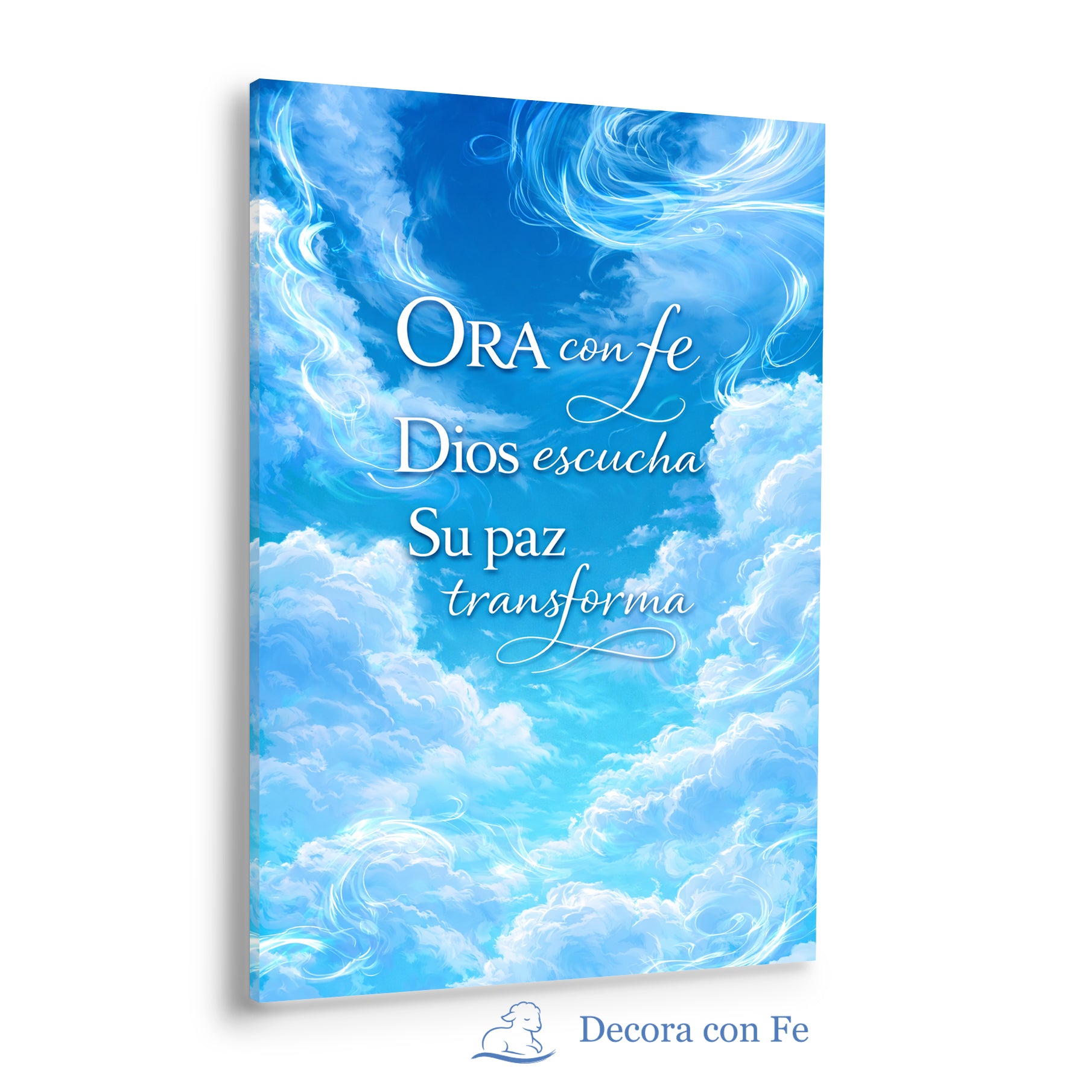 Ora con Fe - Cuadro Cristiano de Cielo Azul