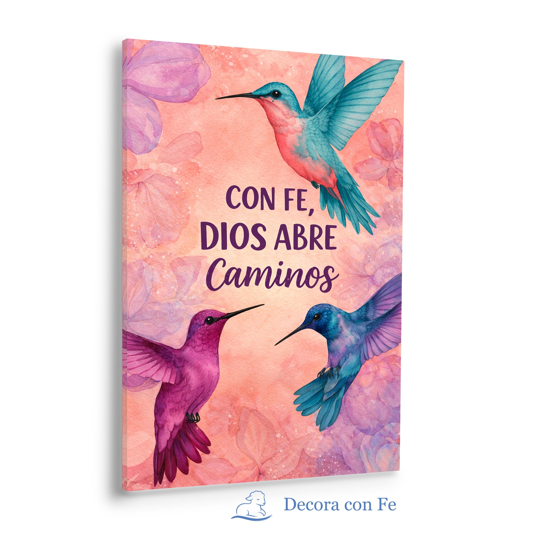 Con Fe, Dios Abre Caminos - Cuadro Cristiano con Colibríes