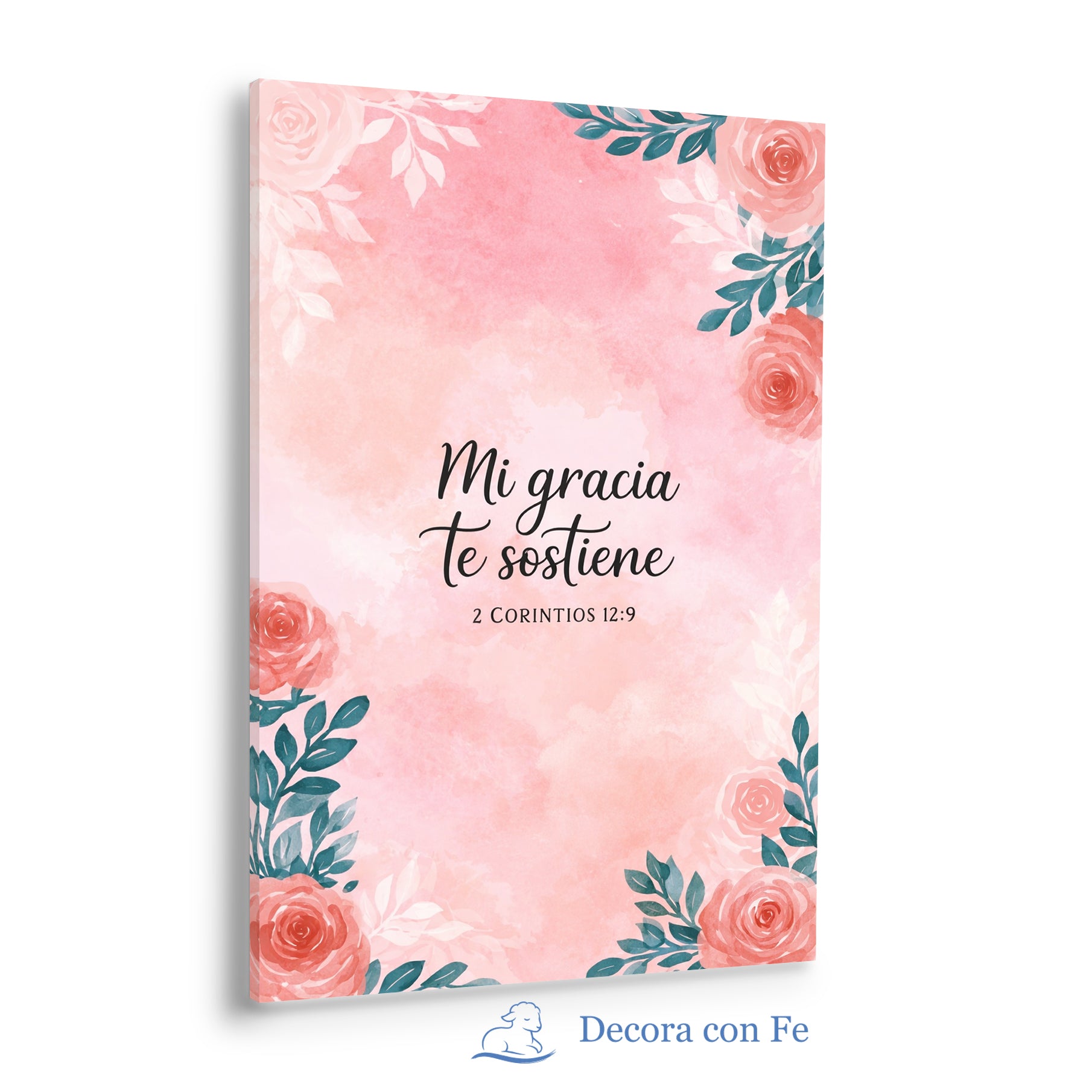 Mi Gracia Te Sostiene - Cuadro Cristiano Floral